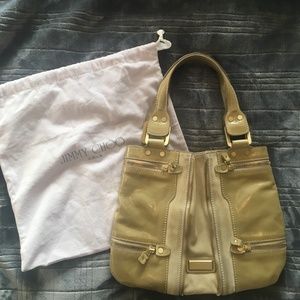 Jimmy Choo Authentic Tan Mona Large Expandable Bag